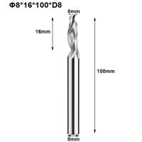 3pc Shank 8mm One Flute End Mill 8x16x100xD8 HSS ขลุ่ยเดี่ยวอลูมิเนียมตัดเครื่องกลึง CNC เครื่องกัด End mill เครื่องมือตัด