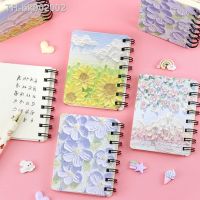 卍✾☁ 1pc Cute Canvas Landscape Notebook A7 Coil Book Student Notebook Pocket Notepad Small Kawaii Portable Diary Notebook Journals