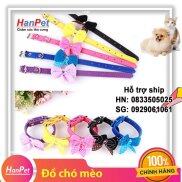 Hoàn tiền 6% Hanpet - Vòng cổ có nơ cực xinh MÀU ĐEN cho chó mèo - Size