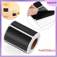 FWFHTP 120pcs/roll ครัว ขวดแยม กระดานดำ สติ๊กเกอร์ฉลาก แท็กขวด ป้ายกระดานดำ ปากกามาร์กเกอร์