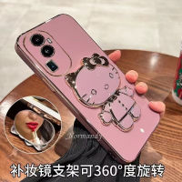 2023ใหม่เคสสมาร์ทโฟนสำหรับ OPPO Reno10 Pro Reno 10 Pro + Plus A78 NFC 4G 5G เคสชุบหลายสีพร้อมตัวยึดกระจกแต่งหน้าลายการ์ตูนน่ารักเคสโทรศัพท์ซิลิโคน Softcase