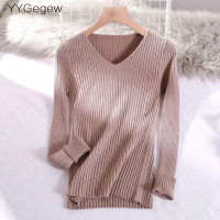 Basic V-neck Solid Autumn Winter Sweater Pullover Womens Slim Knitted Sweater Long Sleeve Badycon Sweater Cheap