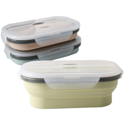 RePlanetMe Foldable Silicone Lunch Box 1000ml กล่องข้าวซิลิโคนพับได้ ขนาด 1000ml คละสี (230 g) (Mixed Colors)