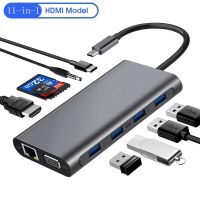 【LZ】◊  11 portas dock station com 4k hmdi gigabit ethernet usb c hub thunderbolt compatível 3 4 para macbook pro windows pd fonte de alimentação