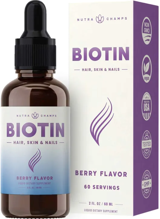 Biotin Drops 10,000mcg [Highest Potency] for Healthy Hair, Skin & Nails for  Adults & Kids - with 5000mcg Option Liquid Tincture Bottle - Vegan,  Sugar-Free, Organic Berry Flavor Hair Growth Supplement |