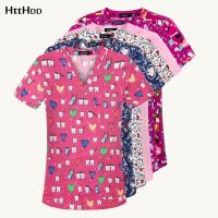 Cartoon Printed Surgical Uniforms Pharmacy Hospital nursing Scrubs Tops Breathable Soft Beauty Salon Dentistry Pet Doctor Overalls