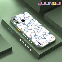 Jlingji เคสสำหรับ Infinix Smart 4เคส X653 4C อัจฉริยะมีน้ำค้างแข็งโปร่งใสกระต่ายน่ารักแบบเต็มหน้าจอรูปแบบขอบสี่เหลี่ยมด้านข้างแข็งลายกล้องปลอกซิลิโคนเคสนิ่มป้องกันการกระแทก