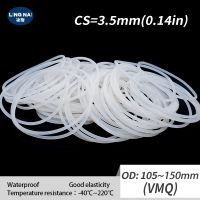 Watch 2023 AprWhite Silicon Ring SiliconeVMQ O ring 3.5mm OD45150mm O-ring Seal Rubber Rings Oil Gasket Washers