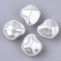 20-100pc  ABS Plastic Imitation Pearl Beads Nuggets Creamy White 20x18.5x13mm Hole: 1.2mm