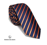 Giorgio Del Sarto Necktie 6 cm Blue-Orange Stripe with Fabric Texture เนคไทสีน้ำเงินส้มลายรื้วมีเท็กเจอร์