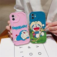 เคสสำหรับ Oppo A57 2022 A57S A58 A78 A98 5G A96 A95 A94 A93 A92 A77S A76 A74 A56การ์ตูนน่ารักใหม่โดราเอมอนสีชมพูเนื้อครีมซิลิโคนเคสโทรศัพท์ป้องกันการตกหล่น