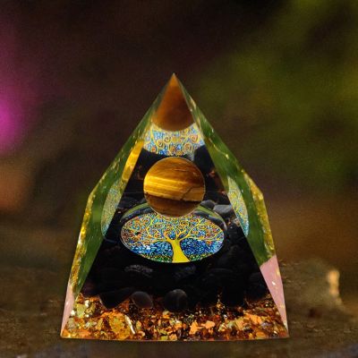 ；。‘【； Natural Energy Healing Stone Crystal Orgonite Energy Pyramid Sculpture Symbolize Lucky Gather Home Office Decor Ornaments Gifts