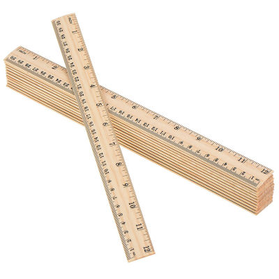 12 x Wood Ruler Student Rulers Wooden School Rulers Office Ruler Measuring Ruler, 2 Scale (12 Inch and 30 cm)