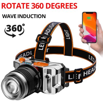 Portable Camping LED Headlamp USB Rechargeable Head Light Torch Outdoor Emergency Fishing Night Light Built-in Battery Headlight