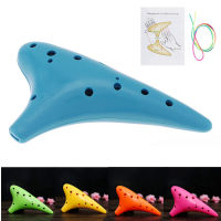 12หลุมสีฟ้า Ocarina เรซิ่นพลาสติก Alto C Tone Mini Ocarina ขลุ่ยเครื่องดนตรี Woodwind พร้อมสายคล้องคอสำหรับ Beginner