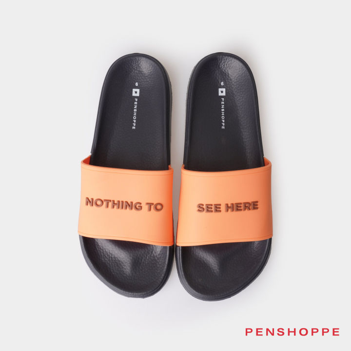 Penshoppe Printed One Band Slides Slippers For Men (Black) | Lazada PH