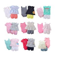 3 Pieces Newborn Infant Baby girl clothes 2023 Summer Cute Cartoon Bodysuit+Tops+Shorts Soft Cotton Bebies Kids Outfits  by Hs2023