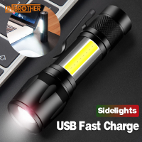 LED Flashlight USB Rechargeable Have Built In Battery Portable Mini COB LED Flashlight Lumen Rechargeable Flashlight