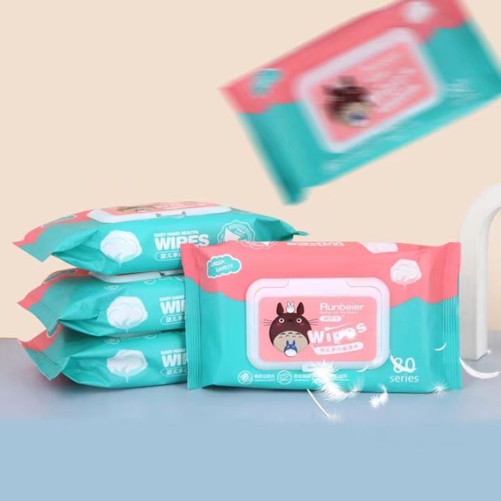 สินค้า-ขายดี-พร้อมส่ง-baby-wipes-ทิชชู่เปียกทำความสะอาดสำหรับเด็ก-ทำความสะอาดหน้าได้-1ห่อ-มี80แผ่น-มีสินค้าพร้อมส่ง-ราคาถูก