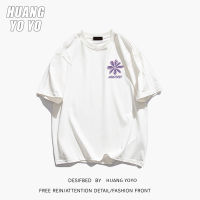 HUANGYOYO เสื้อยืดแขนสั้นสำหรับผู้หญิงผ้าฝ้ายพิมพ์ลาย100% เรียบง่ายและลำลอง