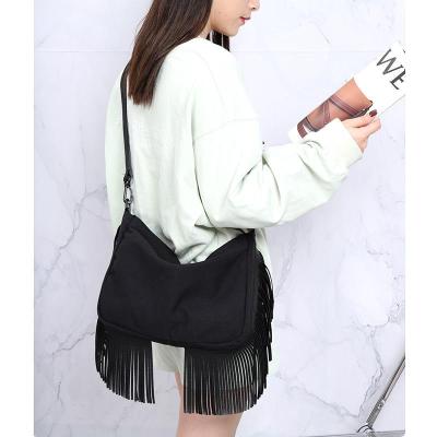 Thickened Canvas Big Tote Women Tassels Large-capacity Handbags Casual Shoulder Crossbody Bags Female Travel Shopper Bucket Bag