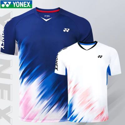 Yonex 2022ชุดกีฬาสำหรับทั้งหญิงและชายลายกีฬาปิงปองเสื้อแบดมินตันใหม่เสื้อแขนสั้นระบายอากาศชุดวิ่งแห้งเร็ว