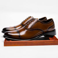 ZFTL Mens Dress shoes Man Oxford Shoes Brogue Carved Business shoes Male Wedding Banquet shoes Mens Genuine Leather Retro shoe