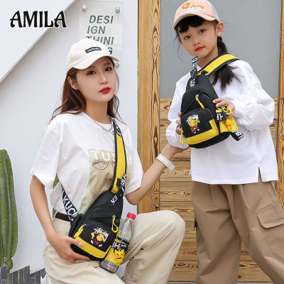 AMILA Pikachu กระเป๋ากระเป๋าหิ้วแฟชั่นสำหรับเด็กผู้ชายเด็กผู้หญิงตัวเล็กกระเป๋าคาดหน้าอกการ์ตูน