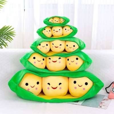 MLS High Quality Cute Gift Kids Baby Plush Doll Pillow Toy Children Stuffed Toy Pea-shaped Pillow Pea Plush Toy Pea Doll