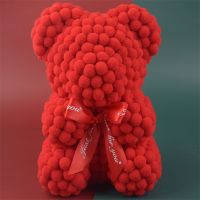 25CM Hot Sale Red Bear Rose Artificial Flowers Teddi Bear of Rose Decoration Valentine Christmas Day Gift for Women Dropshipping