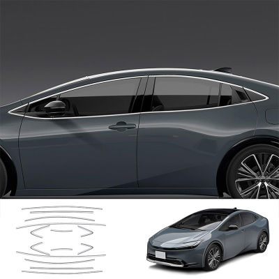 อุปกรณ์เสริมรถยนต์ชิ้นส่วนรถยนต์สำหรับ Toyota Prius 2023 2024แถบแต่งขอบหน้าต่างด้านนอกเป็นโครเมียมสแตนเลสสตีล14ชิ้น87Tixgportz