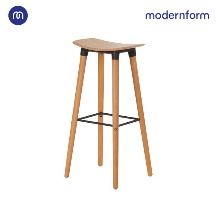 modernform-เก้าอี้เอนกประสงค์-เก้าอี้บาร์สตูลสูง-รุ่น-eti-002c-เบาะไม้-ขาไม้จริง-ที่วางเท้าเหล็กสีขาว-เหมาะกับการตกแต่งออฟฟิศ-เเละคาเฟ่สไตล์โมเดอร์น