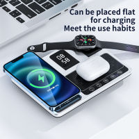 4 In1 Wireless Charge Dock Digital Time Fast Charger Stand สำหรับ 14 13 12สำหรับ Qi เครื่องชาร์จศัพท์มือถือ