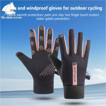 Cheap 1Pair Thicken Fishing Gloves Warm Anti-Slip Waterproof Two