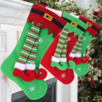 【CW】 Socks Elf Leg Decorations Xmas Ornaments Hanging Pendants 2022 Navidad Pa J3U0