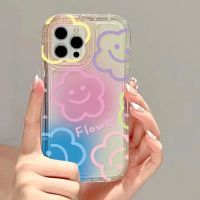 Casing ponsel transparan bunga senyum pelindung tahan guncangan untuk iPhone 11 casing iPhone 13 14 Pro Max 12 Pro XS Max 14 Plus XR 8 SE