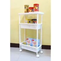 ลดราคาสุดๆ  CMA ชั้นวางของพร้อมล้อลาก 3 ชั้นพร้อมล้อลาก Keyway plastic rack 3 layers AH-53 (สีขาว)