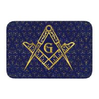 【ปัจจุบัน】 Freemasonry Symbol พรมเช็ดเท้า Non Slip Kitchen Bath Mat Masonic Mason Freemason Garden Floor Door Entrance Carpet Rug Footpad