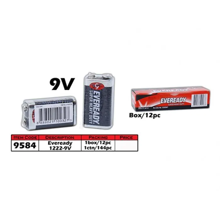 9584 Eveready Super Heavy Duty 1222 9V Battery Lazada