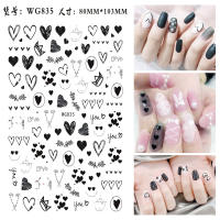 1PCS New Valentines Day Nail Art Sticker Black and White Love Love Couple Letter Bear Star Self-adhesive Nail Art Decoration