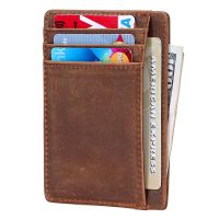 【CW】☞✒  Leather Card Holder Wallet Soft Cowhide Thin Credit Bank Purse Small Men Wallets