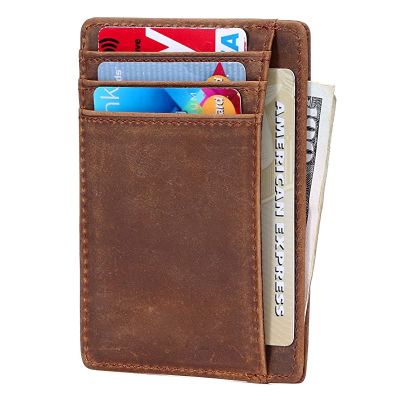 【CW】☢✟  Leather Card Holder Wallet Soft Cowhide Thin Credit Bank Purse Small Men Wallets