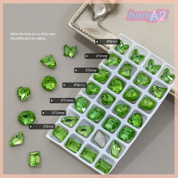 【 Hongji1】??หินขัดสำหรับเล็บศิลปะตะปูแก้ว28ชิ้น,การตกแต่งศิลปะหิน DIY 3D แวววาวเครื่องประดับเล็บอัญมณีหลากสี