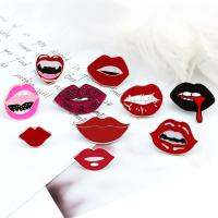 【YF】☒  Lips Enamel Pin Personality Fangs Brooch Mouths Biting Tongue out Blood Badge Jewelry