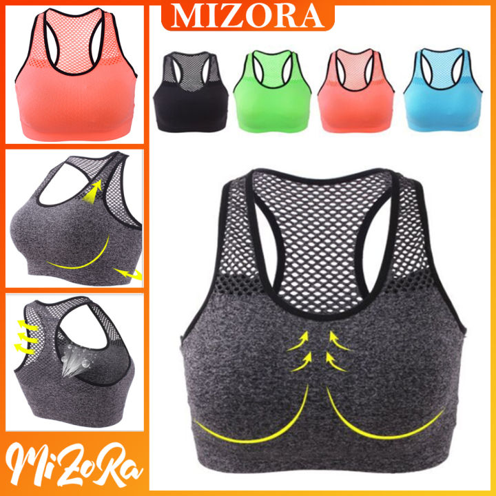 Women Breathable Mesh Sports Bras Shockproof Padded Athletic