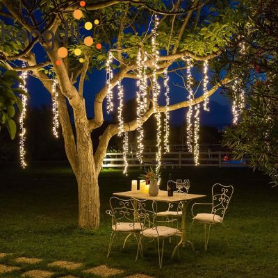♣ 2.4m Led Icicle String Lights Christmas Garden Tree Decoration Christmas Fairy Light Garland Outdoor Party Patio Street Decor