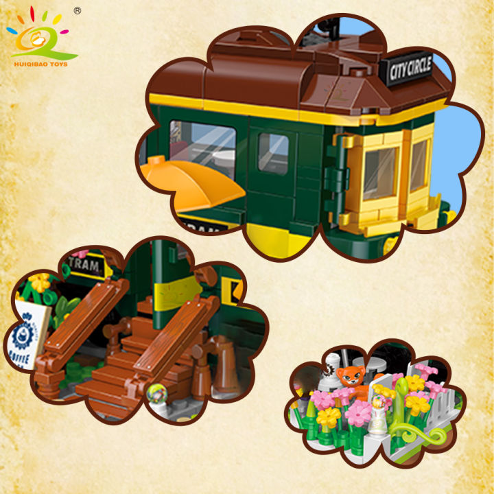 ใหม่-huiqibao-1081ชิ้นรถไฟร้านกาแฟรุ่นไมโครหน่วยการสร้างมินิเพชรเมืองเพื่อนอิฐชุดเด็กของเล่นเด็กสาวเกม
