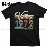 Vintage 1972 Original Parts 50Th Birthday T-Shirt Mens Tee Shirts Outdoor Simple Vintag Casual T Shirts Xs-5Xl Custom Gift