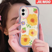 เคส JIUMOO สำหรับ VIVO เคส Y01 Y15a Y15s ลายดอกไม้ภาพวาดสีน้ำมันแฟชั่นสีสันสดใสขอบเป็นลอนซิลิโคนเคสโทรศัพท์แบบใสนิ่มเคสโปร่งใสป้องกันเลนส์กล้องเคสกันกระแทก