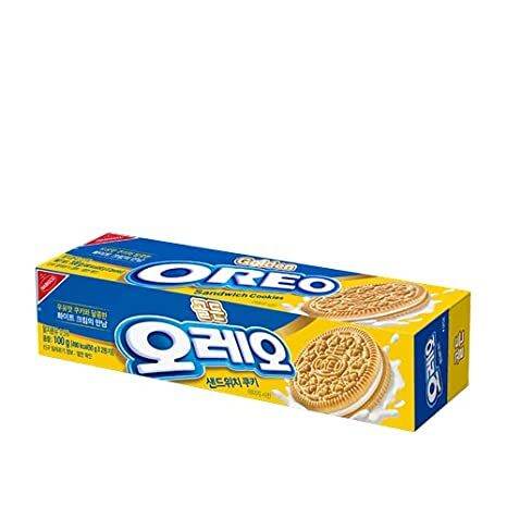 oreo-golden-sandwich-cookies-100g-โอริโอ้สอดไส้ครีมวนิลา-นำเข้าจากประเทศเกาหลี